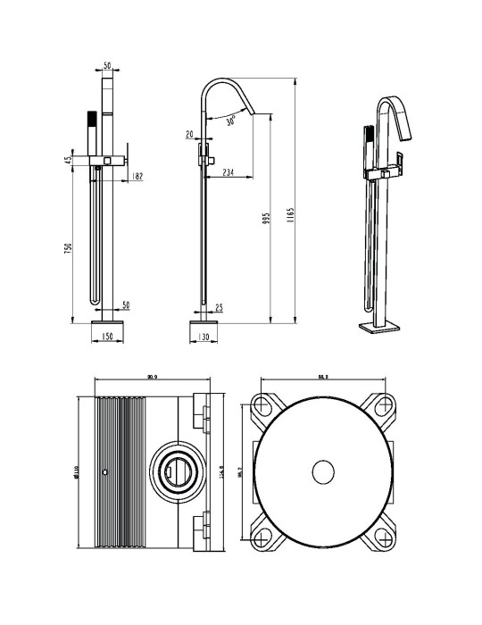 Mitigeur pour baignoire îlot Suecia