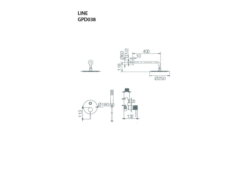 Ensemble de douche encastré Line