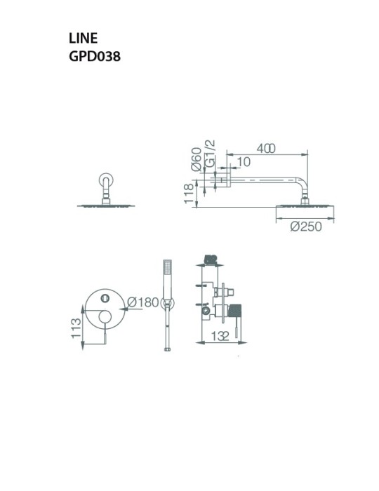 Ensemble de douche encastré Line