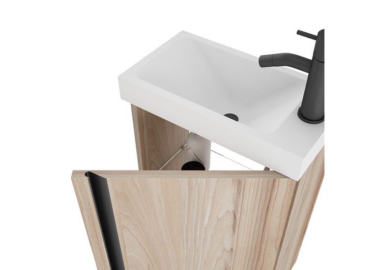 Meuble PORTOS 40 cm + VASQUE + Miroir -  Poignées noires