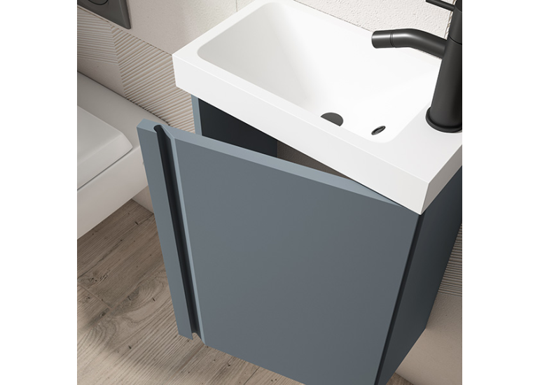 Meuble PORTOS 40 cm + VASQUE + Miroir -  Poignées noires