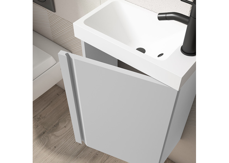 Meuble PORTOS 40 cm + VASQUE + Miroir -  Poignées noires