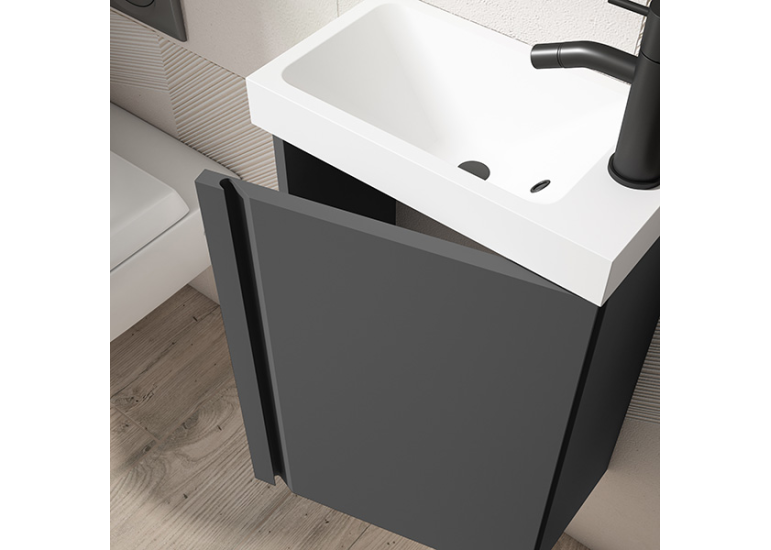 Meuble PORTOS 40 cm + VASQUE + Miroir -  Poignées noires