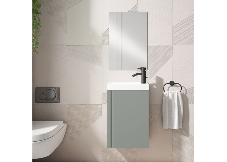 Meuble PORTOS 40 cm + VASQUE + Miroir -  Poignées noires