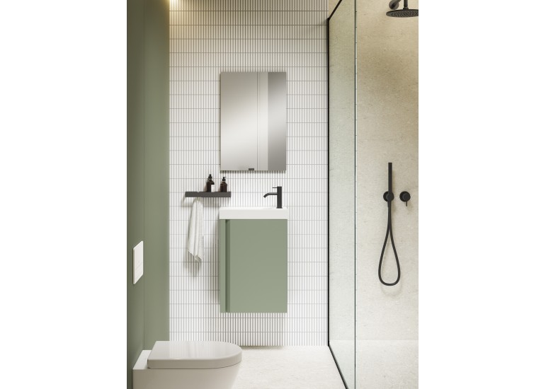 Meuble PORTOS 40 cm + VASQUE + Miroir -  Poignées noires