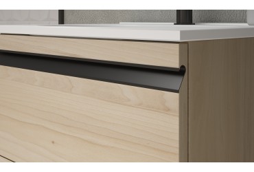 Meuble PORTOS 2 tiroirs + VASQUE - Poignées noires 2