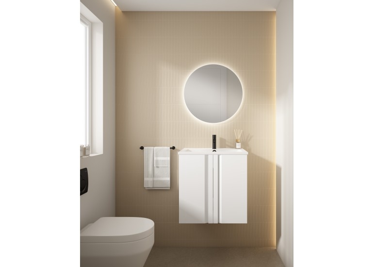 Meuble PORTOS 2 portes + VASQUE - Poignées noires